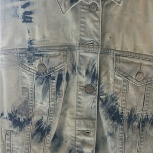 Lands' End Tie-Dye Blue & White Denim Jacket